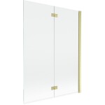 MEXEN - MIST vaňová zástena 130x150 cm 6mm 2-s, zlatá kartáčovaná, číra, pravá 8A9-130-002-55-00-P