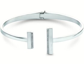 Calvin Klein Pevný oceľový náramok s kryštálmi Minimal Linear 35000160