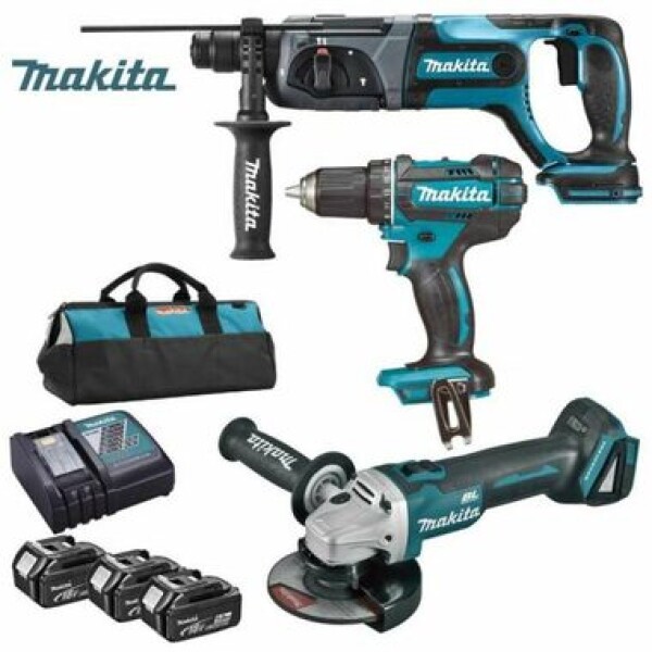 Makita DLX3078TX1 / Sada aku náradia: DGA504 amp; DHR241 amp; DDF482 amp; taška / 18V / 3x 5.0Ah (DLX3078TX1)