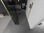 MEXEN/S - Kioto Sprchová zástena WALK-IN voľne stojaca 120 x 30 x 30, čierny vzor, zlatá kartáčovaná 800-120-030-222-55-70-030