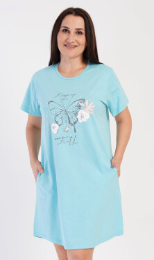 Dámske šaty s krátkym rukávom Butterfly modrá 2XL