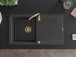 MEXEN/S MEXEN/S - Leo granitový drez 1 s odkvapkávačom 900x500 mm, čierna kropenatá, + zlatý sifón 6501901010-76-G