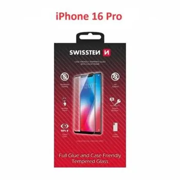 Swissten FULL FLUE COLOR FRAME CASE FRIENDLY ochranné sklo pre Apple iPhone 16 Pro čierna (54501867)