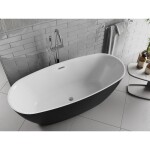 MEXEN/S - Luvo Slim voľne stojaca vaňa 170 x 75, biela/čierna, sifón a prepad chróm 52801707575-01