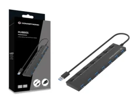 Conceptronic USB hub 7 portov čierna / USB hub / 7x USB-A 3.2 Gen1 / 5 Gbit / s / Napájací adaptér (HUBBIES19BP)