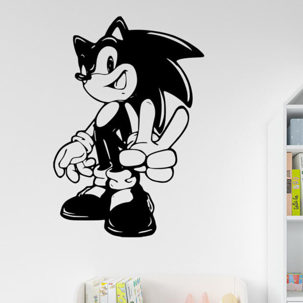 Veselá Stena Samolepka Postava Ježko Sonic Farba: černá, Veľkosť: 60 x 41 cm