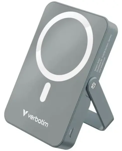 Verbatim Charge 'n' Go sivá / Powerbanka / 10 000 mAh / MagSafe 15W / USB-C PD 20W / so stojanom (23942322689)