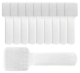 Label the cable Nástenný organizér káblov 10 ks biela / Držiak káblov / suchý zips / samolepiaci (LTC 3120)