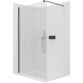 CERANO - Sprchová zástena Walk-in Onyx Round Ľ/P - 8 mm - okrúhla vzpera - čierna matná, ryhované sklo - 120x200 CER-8050BD306