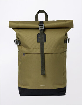 Sandqvist Icon Rolltop Backpack M Olive drab with black leather