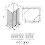 CERANO - Sprchovací kút Marino Ľ/P - 6 mm - chróm, transparentné sklo - 110x100x190 - pántový CER-422793