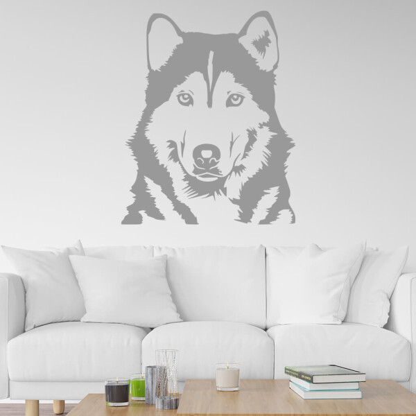 Veselá Stena Samolepka Husky Farba: šedá, Veľkosť: 60 x 49 cm