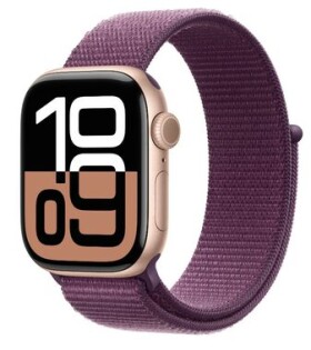 Apple Watch Series 10 GPS 42mm Ružovo zlaté hliníkové telo - Slivkový fialový prevliekací remienok / 130-200 mm (MWWK3)