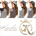 Trendy Zebra Basque cap with pompom grey Einheitsgroesse