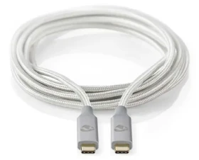 Nedis Profigold USB-C strieborná / Dátový kábel / USB-C - USB-C / USB 3.2 Gen 2x2 / 20 Gbps / nylon / 2 m (CCTB64020AL20)