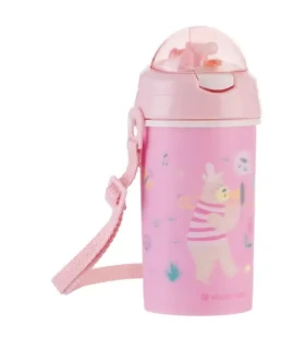 KikkaBoo Hrnček so silikónovou slamkou a popruhom 450ml Music Fest Pink / od 4 rokov (31302030081KB)