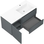 MEXEN/S - Orio kúpeľňová skrinka 100 cm s umývadlom Otis pravá, 2S, 1D, grafit mat/biela mat 91A13-10047-3-BBFFF66-W18P01