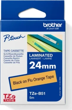 Brother TZe-B51 signálna oranžová/čierna / Páska do štítkovača / Laminovaná / 24 mm / 5 m (TZEB51)