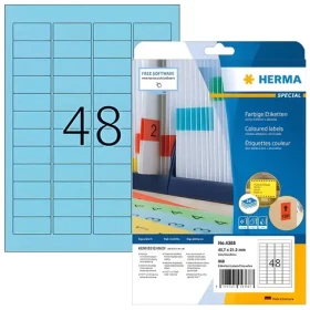 Herma Viacúčelové etikety modré 45,7x21,2 mm / snímateľné, papier matný / 20 listov / 960 ks (4368)