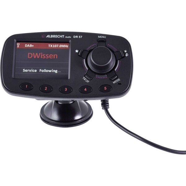 Albrecht DR57 DAB+ rádio adaptér do auta funkcia handsfree, uchytenie prísavkami; 27257
