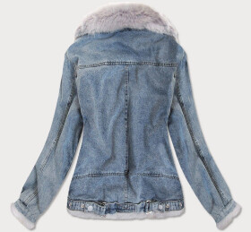 Svetlomodrá džínsová bunda s kožušinou (10538) odstíny modré L (40)