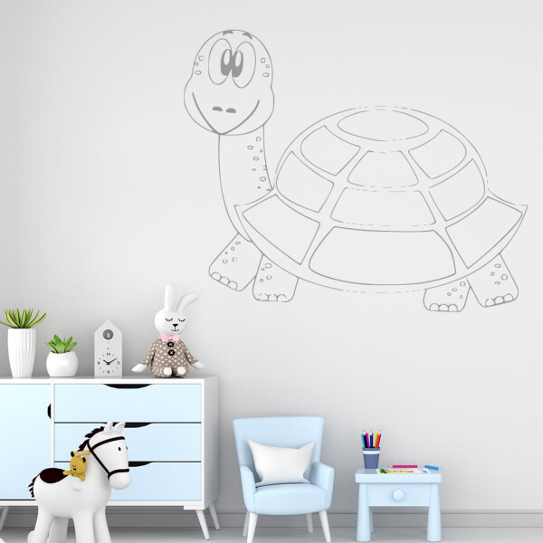 Veselá Stena Samolepka Korytnačka Farba: šedá, Veľkosť: 100 x 83 cm