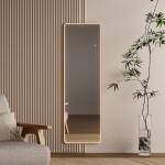 Mereo Zrkadlo hranaté 500x1700 mm, LED osvetlenie, závesné aj stojaté, čierny rám CN188
