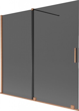 MEXEN/S - Velar dvojkrídlová posuvná vaňová zástena 170 x 150, grafit, meď kartáčovaná 896-170-000-41-65