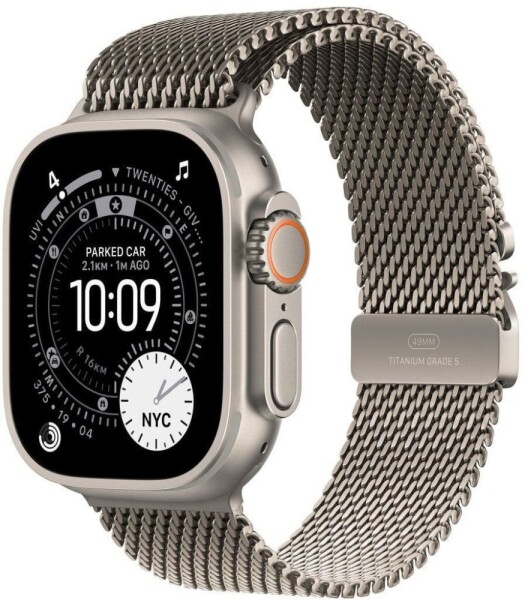 Apple Watch Ultra 3 GPS + Cellular 49mm Natural Titanium / Titanium Milanese Remienok L Gray (MF0E4QF/A)
