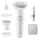 Braun Silk-épil 9-341 SensoSmart bielo-strieborná / Epilátor + holiaci strojček / 40 pinziet / 2 rýchlosti / Smartlight (7500435225182)