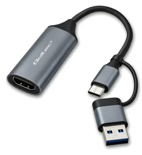 Qoltec šedá / Adaptér / USB-C / HDMI (53789)