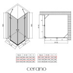 CERANO - Sprchovací kút Marino Duo Ľ/P - 6 mm - čierna matná, transparentné sklo - 110x90x190 - pántový CER-480205