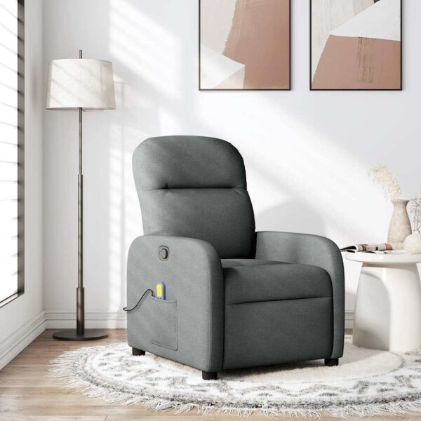 VidaXL vidaXL Rozkładany fotel masujący, tmavoSivý, obity tkaniną