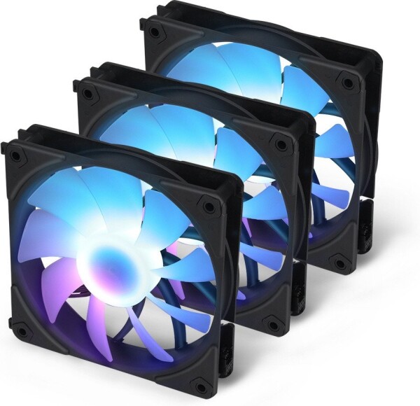 SilentiumPC Blackstorm Luna UF120 ARGB PWM fan pack, black, 120 mm, 3-pack