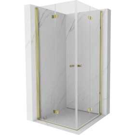 MEXEN/S - Mist-F Duo sprchovací kút skladacie dvere 80 x 80, transparent, zlato 8A6-080L-080P-50-00