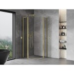 MEXEN/S - Mist L sprchový kút štvrťkruh, krídlové 90 x 90, transparent, zlato 8A32L-090-090-50-00