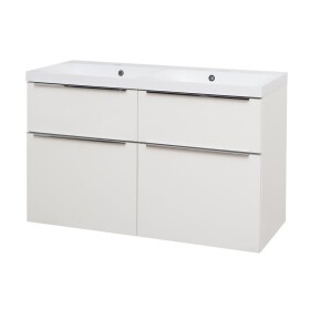 Mereo Mailo, kúpeľňová skrinka s umývadlom z liateho mramoru 121 cm, biela, chróm madlo CN513M