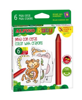 ALPINO Alpino Baby farebné detské voskovky s omaľovánkami 6ks