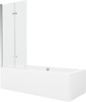 MEXEN/S - Cube obdĺžniková vaňa 170 x 80 cm s panelom + vaňová zástena 80, transparent, chróm 550517080X9208020100