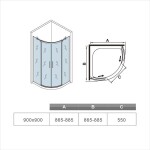 H K - Štvrťkruhový sprchovací kút HARMONY S4 90 cm s dvojdielnymi posuvnými dverami SE-HARMONYS490