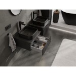 MEXEN/S - Rivel kúpeľňová skrinka pod umývadlo 50, 1 šuplík, reliéf, čierna mat 91A20-05023-1-BF71