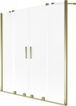 MEXEN/S - Velar Duo dvojkrídlová posuvná vaňová zástena 150 x 150, dekor, zlatá 896-150-000-32-50
