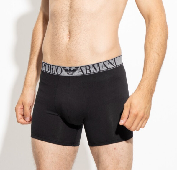 Pánske boxerky 2 pack 111912 2F720 08649 sivá/čierna - Emporio Armani XL šedá-černá