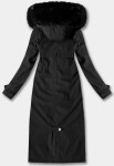 Čierna dlhá hrubšia zimná bunda s kapucňou Libland (7614) odstíny černé M (38)