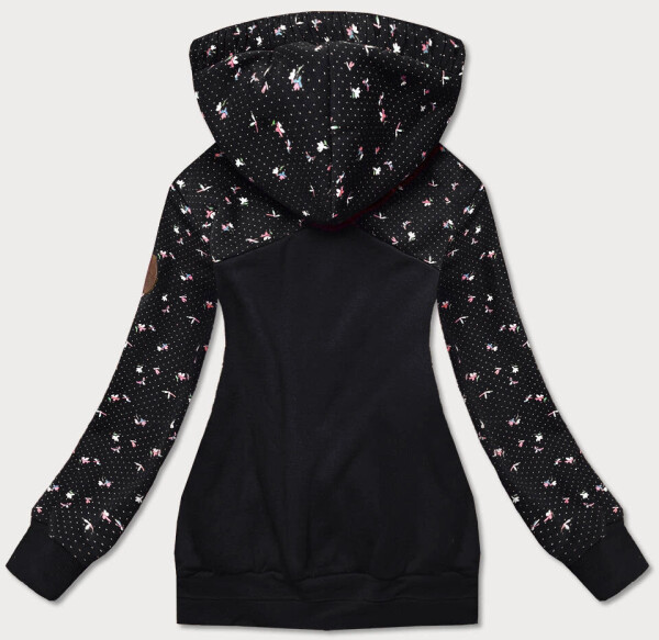 Čierna dámska mikina s kvetmi (AMG828) odstíny černé S (36)