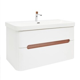 Kúpeľňová skrinka s umývadlom a batériou SAT Fusion 97,5x53x45 cm biela matná mat SATFUSION2100WMWBA SATFUSION2100WMWBA