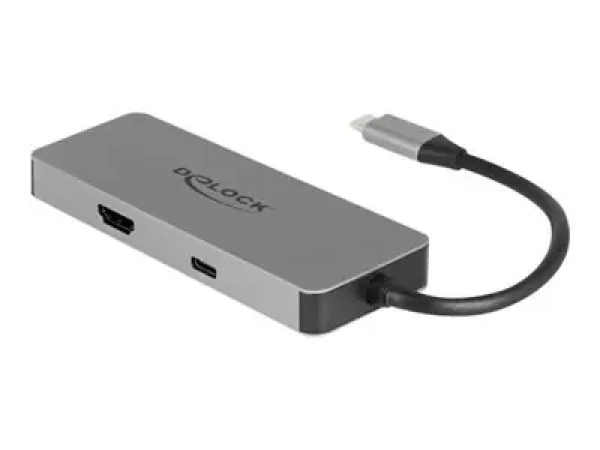 DeLock USB-C dokovacia stanica 4K šedá / Dokovacia stanica / HDMI 4K / USB Hub / čítačka SD kariet / USB-C PD 87W (87743)