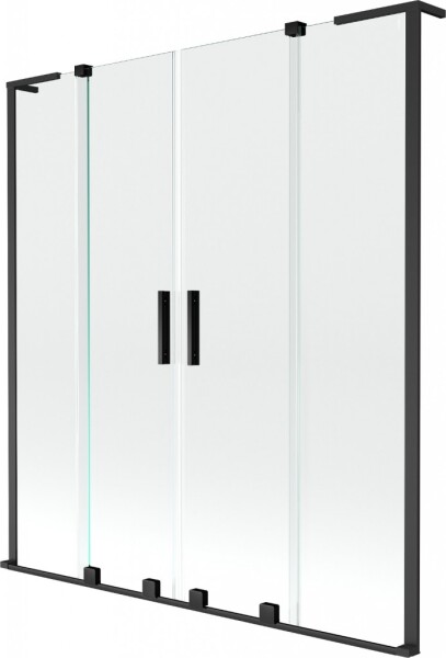 MEXEN/S - Velar L Duo dvojkrídlová posuvná vaňová zástena 150 x 150, transparent, čierna 896-150-003-02-70