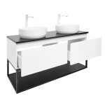 Kúpeľňová skrinka s kamennou krycou doskou SAT B-Way 119x30x45 cm biela lesk BWAY120WU2B2BF BWAY120WU2B2BF