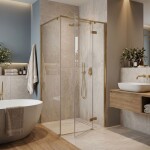 REA - Sprchovací kút Bruno 90x90 Brush Gold REA-K3600